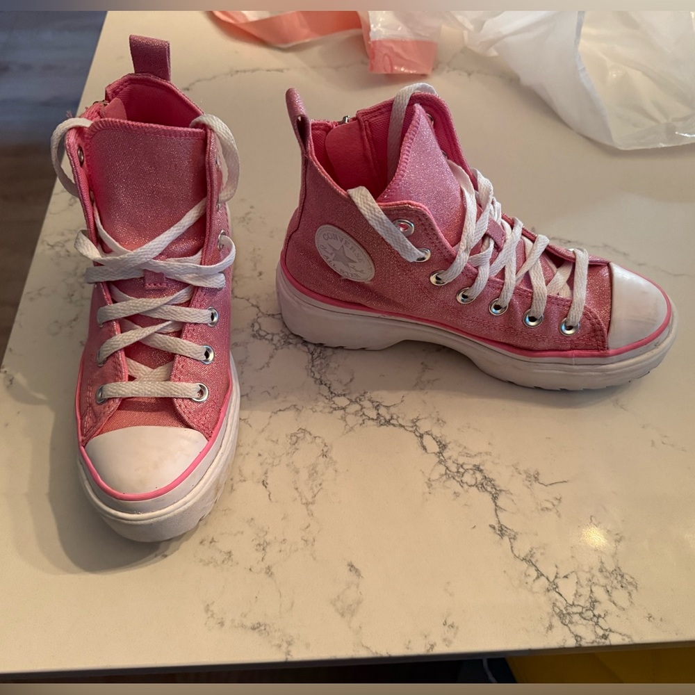 Pink High-Top Converse Sneakers